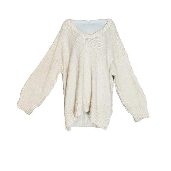 Free People Sweaters - Free People Brookside Tunic Sweater Size M Cream Oversized Soft Knit V-Neck
